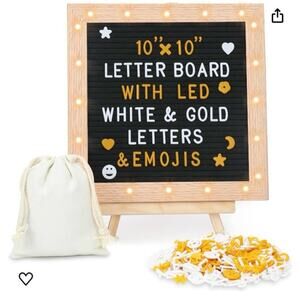 Tuffen Felt Letter Board +LED Lights 10x10" Changeable Message Board with Stand